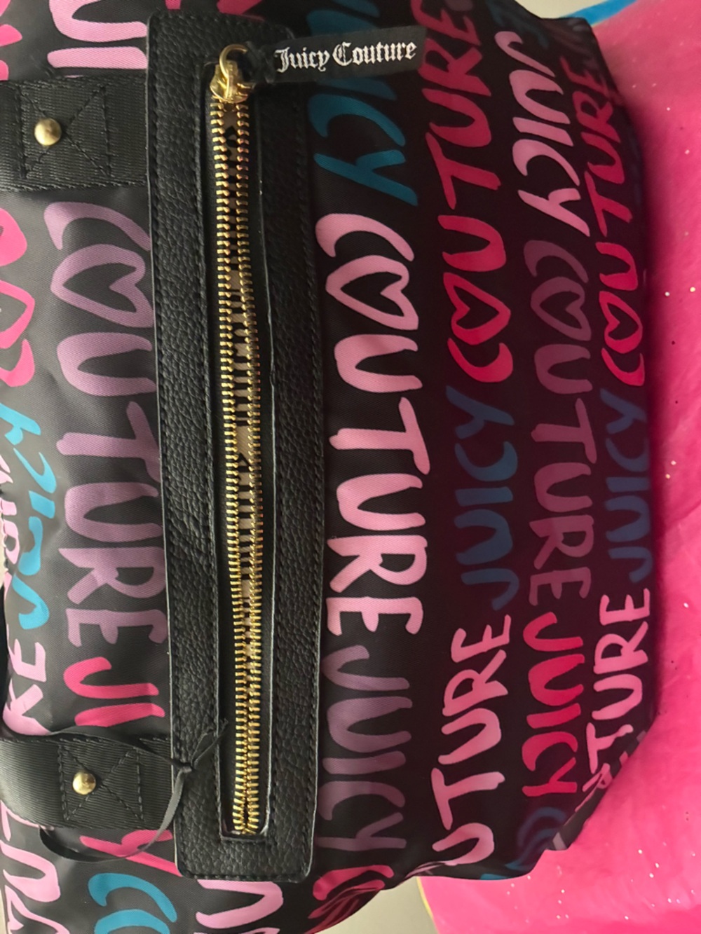Juicy couture Love Letter duffle. Big juicy tote. Black background - Picture 9 of 11